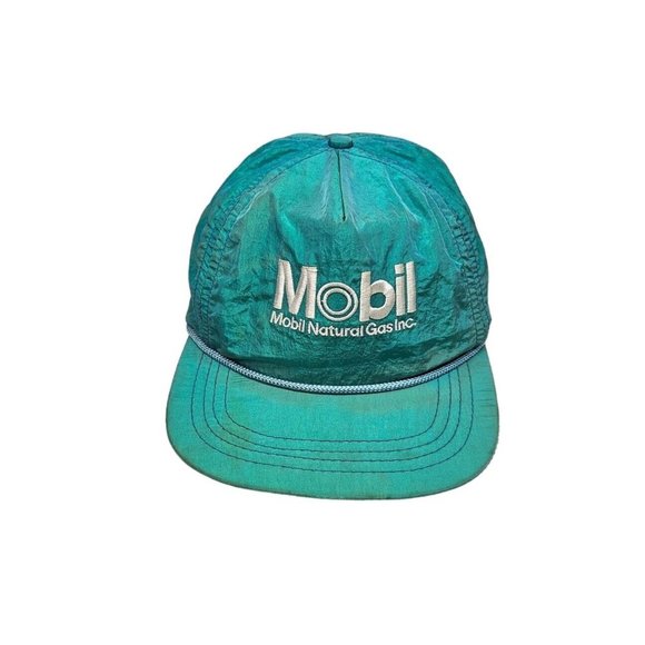 VTG Mobil Natural Gas Neon Rope Hat Trucker Teal Strapback Oil & Gas Duckster - Picture 1 of 14